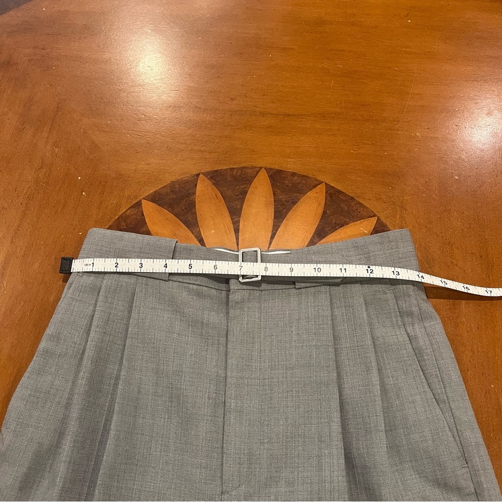 New CHICJOC Women’s Marzotto Wool Pleated Trousers Belted Size 36 Gray Luxury - Picture 14 of 16